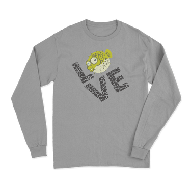 Love Fishing Green Blowfish Globe Men Long Sleeve Shirt